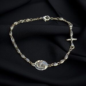 M&P Jewelry silver tone rosary bracelet